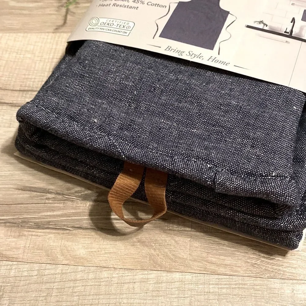 Huntington Home Linen Blend  3 Piece Apron Potholder Set